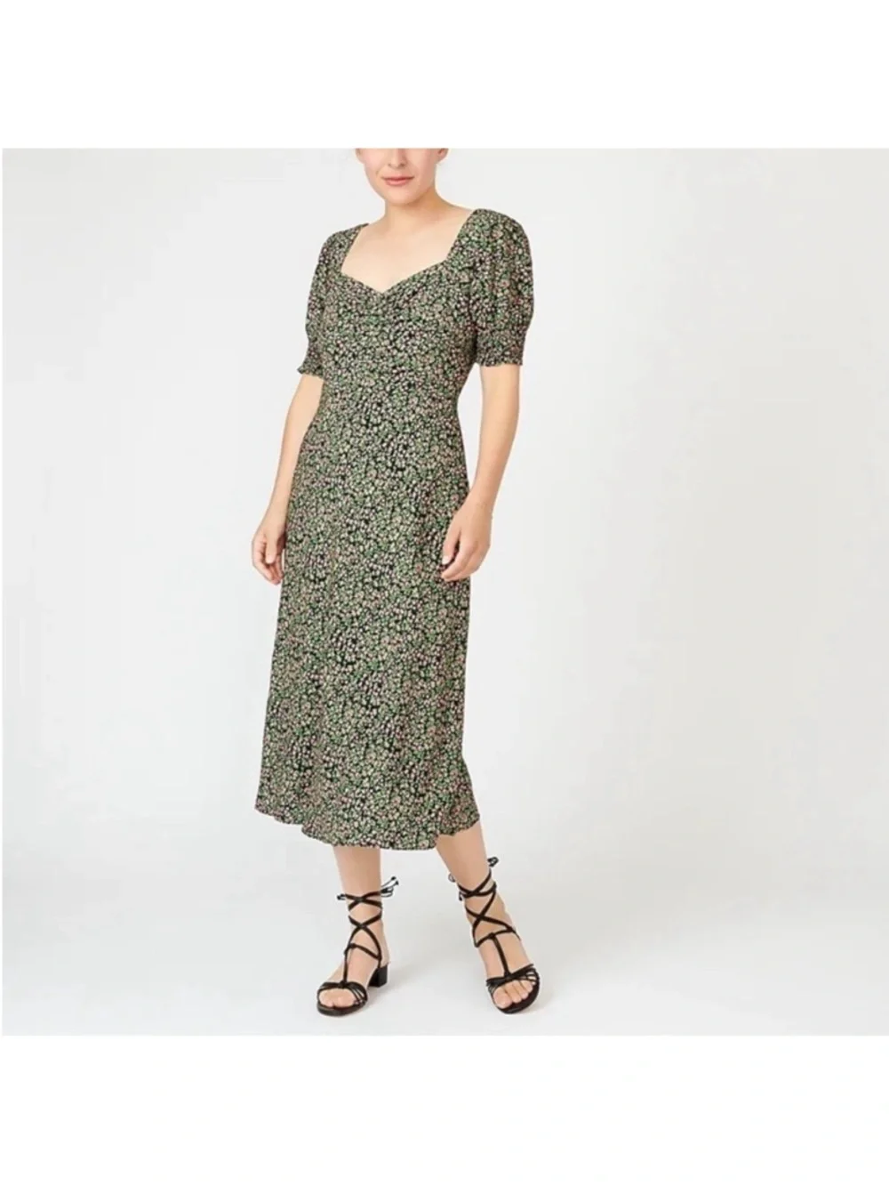 J. Crew Smocked-sleeve midi dress in floral 10 NWT - Picture 1 of 11